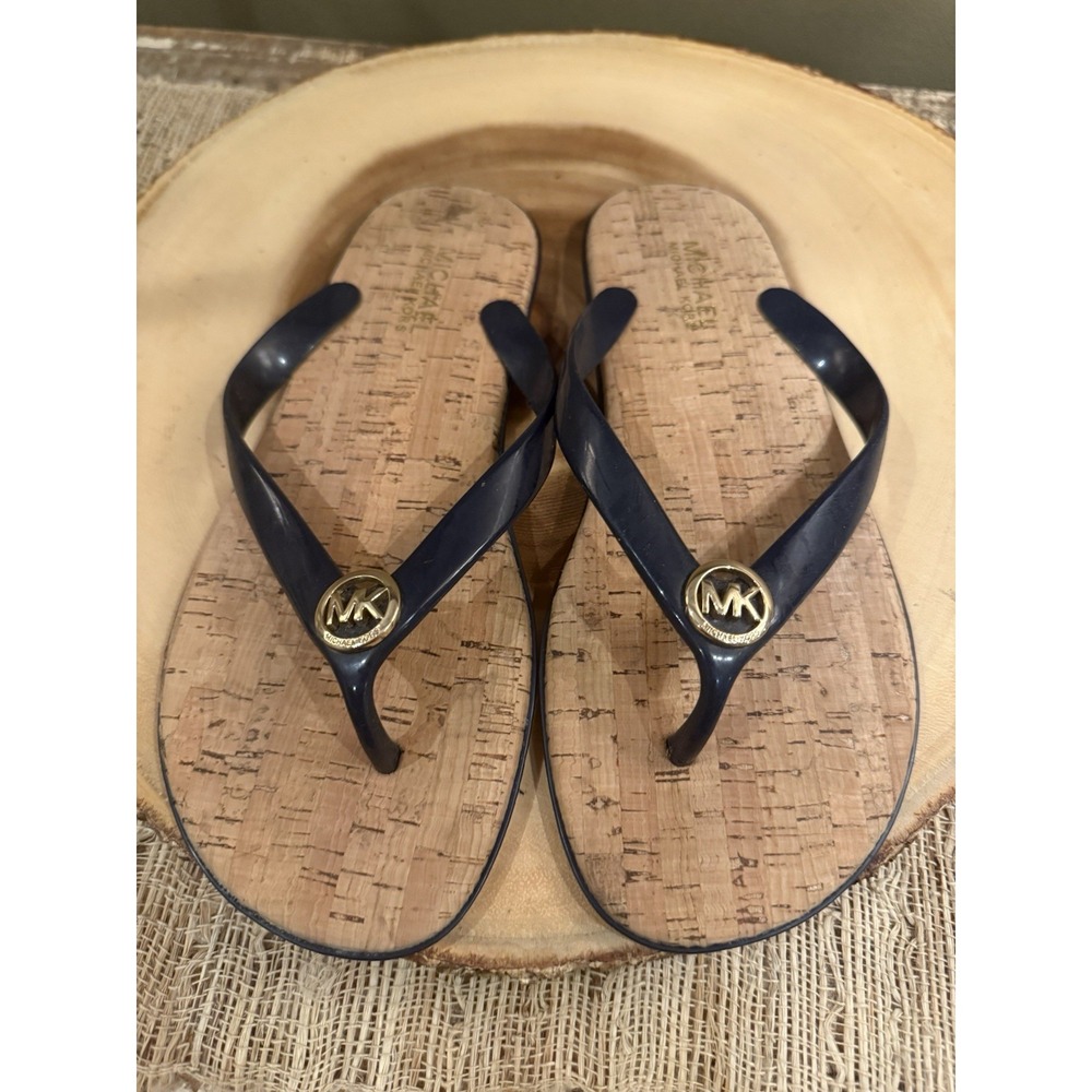 Michael Kors Shoes |‎ Michael Kors Jet Set Cork Black Flip Flops Size 6 - Picture 3 of 8